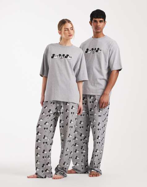 ASOS DESIGN - Disney - Ensemble de pyjama à broderie Mickey Mouse - Gris chiné - view 1