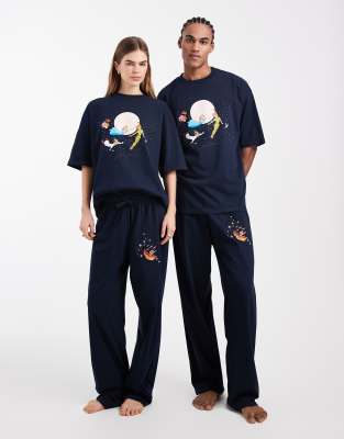ASOS DESIGN - Disney - Ensemble de pyjama avec imprimé Peter Pan - Bleu marine
