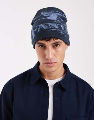 Asos Design Disney Fantasia Mickey Beanie In Blue