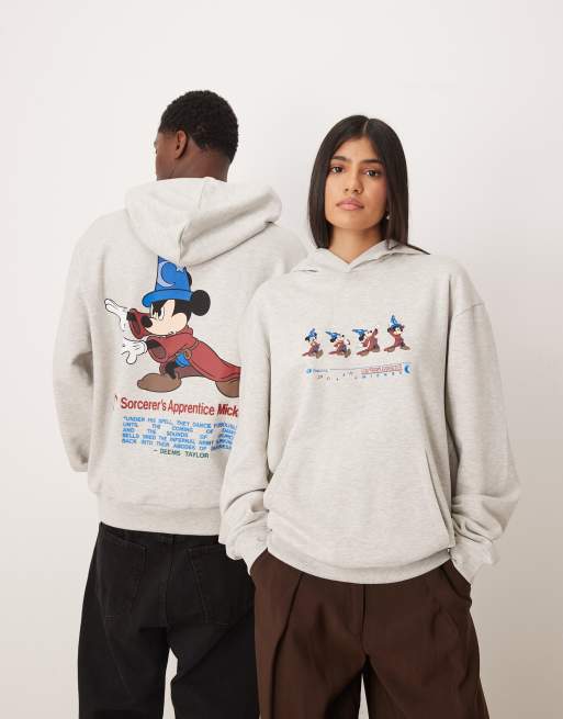ASOS DESIGN - Disney Fantasia - Sweat à capuche décontracté avec broderie Mickey Mouse - Blanc givré, 2 de 4