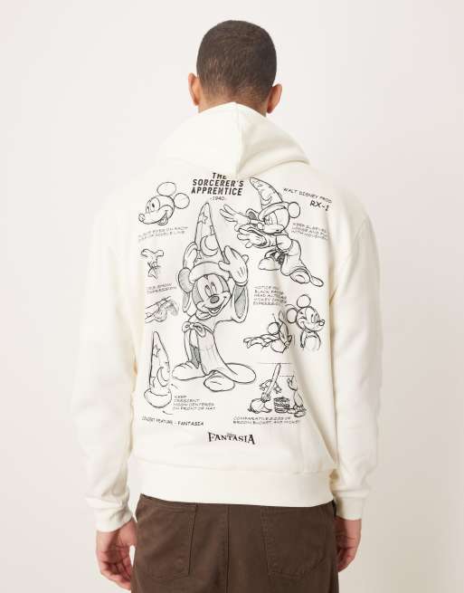 ASOS DESIGN - Disney Fantasia - Sweat à capuche unisexe décontracté avec imprimés Mickey Mouse - Lait de coco, 3 de 4