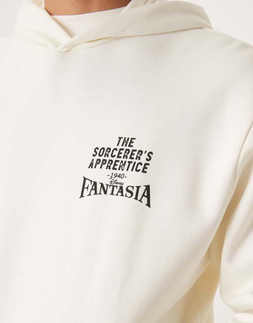 ASOS DESIGN - Disney Fantasia - Sweat à capuche unisexe décontracté avec imprimés Mickey Mouse - Lait de coco, 4 de 4