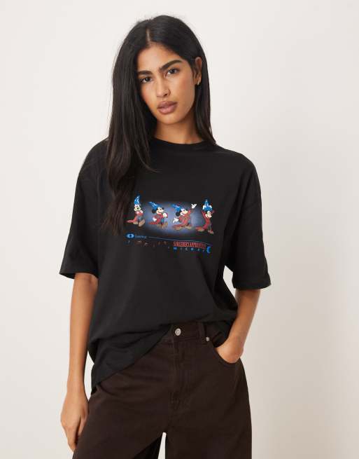 ASOS DESIGN - Disney Fantasia - T-shirt oversize à imprimés Mickey Mouse - Noir, 3 de 4