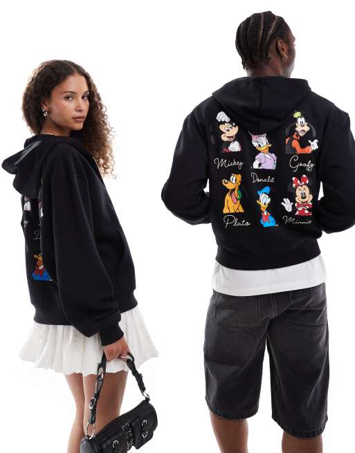 ASOS DESIGN - Disney - Felpa con cappuccio unisex oversize nera con zip e stampe "Mickey Mouse & Friends", 4 di 4