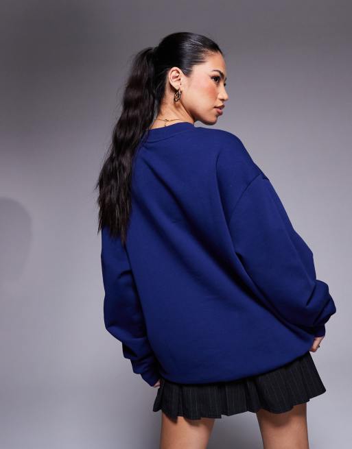ASOS DESIGN - Disney - Felpa unisex oversize blu navy con stampa bouclé di Stitch e Angel, 4 di 4