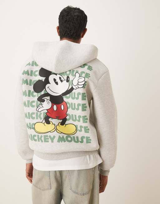 ASOS DESIGN – Disney – Grå huvtröja i oversize och unisex-modell med Mickey Mouse-tryck och dragkedja, 3 av 4