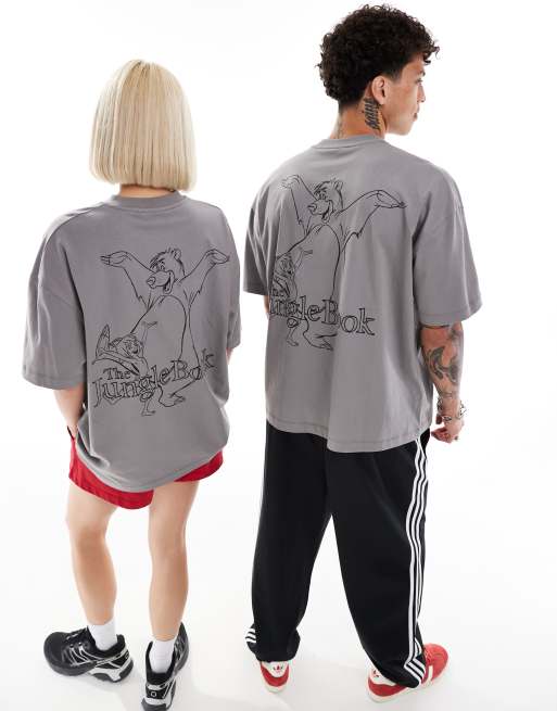 ASOS DESIGN – Disney – Grå t-shirt i oversize och unisex-modell med "The Jungle Book"-tryck, 4 av 4