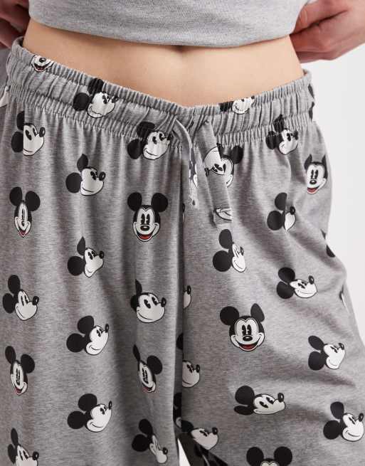 ASOS DESIGN – Disney – Gråmelerad pyjamas med Musse Pigg-broderi, 3 av 4
