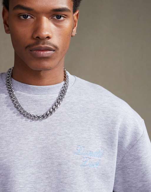 ASOS DESIGN – Disney – Gråmelerad sweatshirt i oversize och unisex-modell med Kalle Anka-tryck, 4 av 4