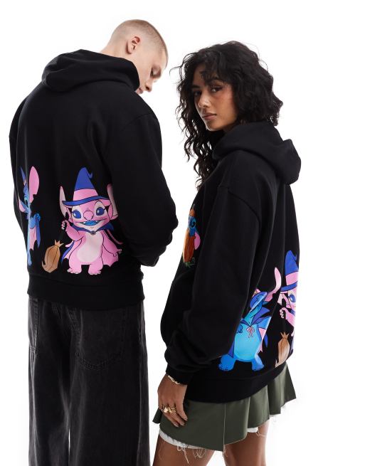 ASOS DESIGN Disney – Halloween – Czarna bluza oversize z kapturem i nadrukiem Stitch, 4 z 4