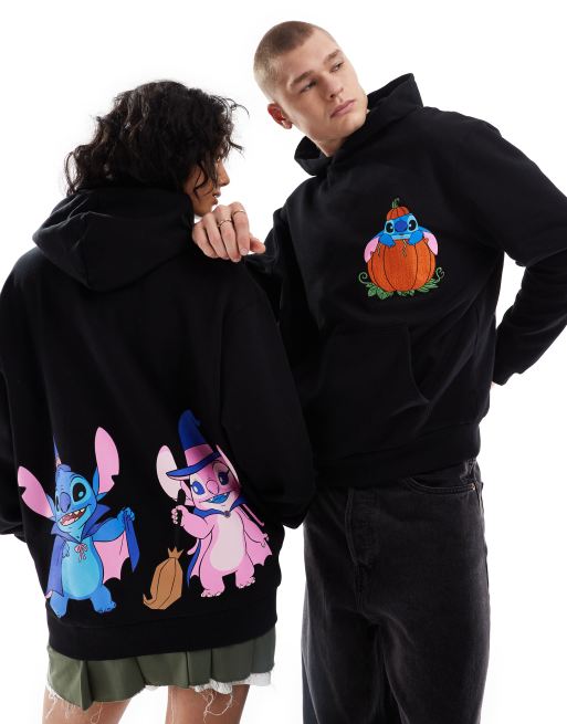 ASOS DESIGN Disney Halloween oversized hoodie with Stitch prints in black ASOS