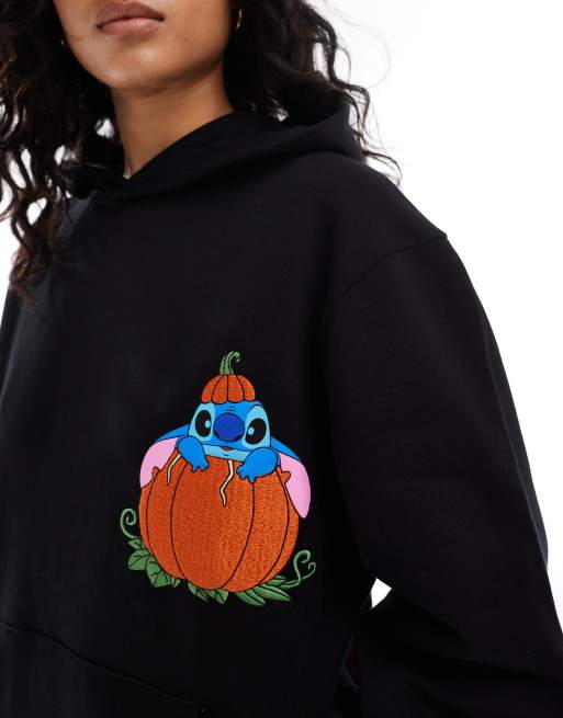 ASOS DESIGN Disney Halloween oversized hoodie with Stitch prints in black ASOS