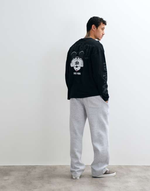 ASOS DESIGN Disney Halloween oversized langærmet T-shirt med Mickey-print i sort, 2 af 5