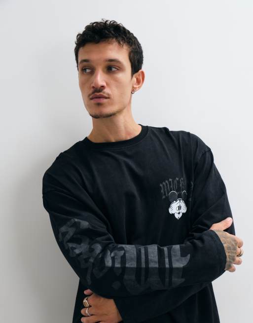 ASOS DESIGN Disney Halloween oversized langærmet T-shirt med Mickey-print i sort, 3 af 5