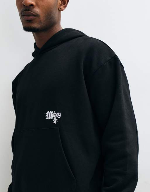 ASOS DESIGN Disney hoodie oversize coupe carrée avec imprimé Mickey en noir, 3 de 5