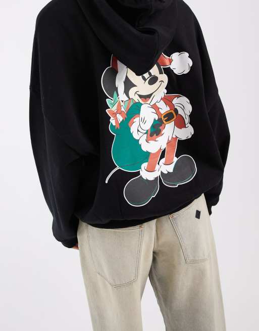 ASOS DESIGN Disney hoodie with Santa Mickey print in black, 3 of 4