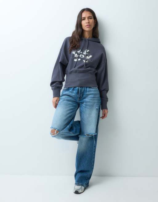 ASOS DESIGN Disney hættetrøje med markeret talje og Mickey Mouse-print i sort, 4 af 4