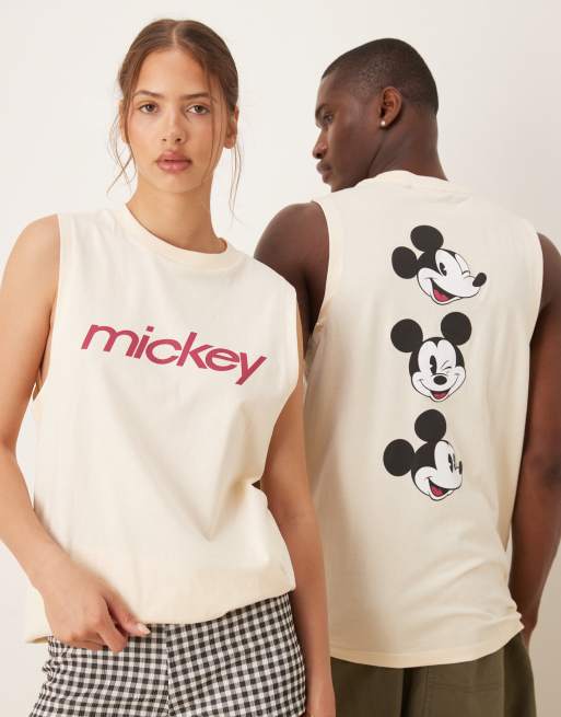 ASOS DESIGN – Disney – Jasnożółty podkoszulek unisex o fasonie oversize z nadrukiem z Myszką Mickey