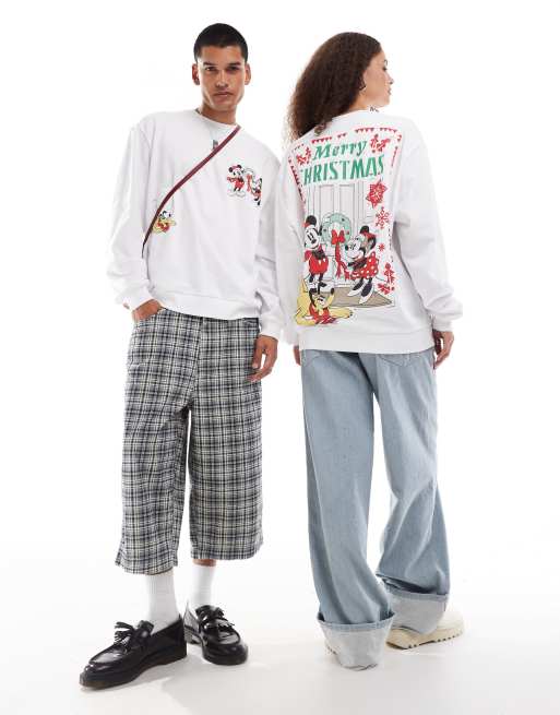 ASOS DESIGN – Disney – Jul – Vit sweatshirt i oversize med Musse och Mimmi Pigg-tryck, 2 av 4
