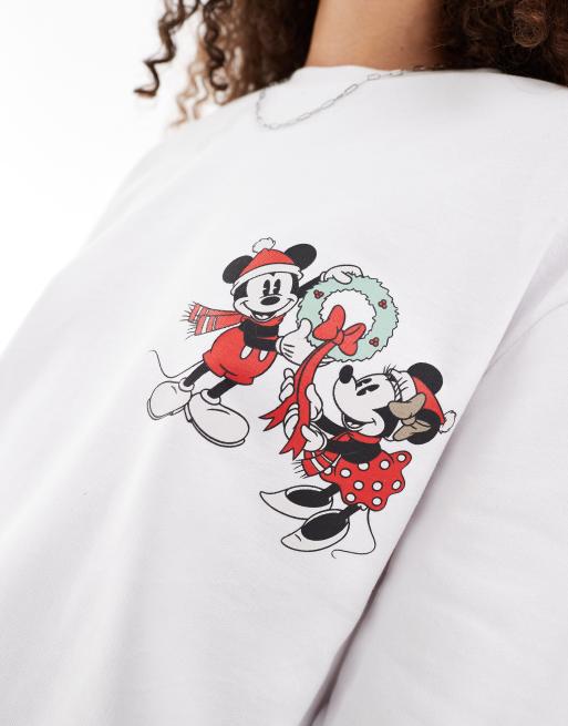 ASOS DESIGN – Disney – Jul – Vit sweatshirt i oversize med Musse och Mimmi Pigg-tryck, 3 av 4