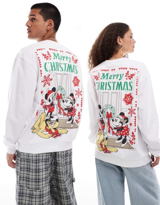 ASOS DESIGN – Disney – Jul – Vit sweatshirt i oversize med Musse och Mimmi Pigg-tryck, 4 av 4