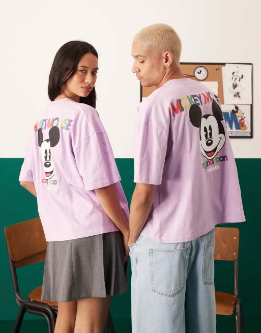 ASOS DESIGN – Disney – Kastiges Oversize-T-Shirt in Flieder mit „Mickey Mouse“-Schaumprints, 4 von 4