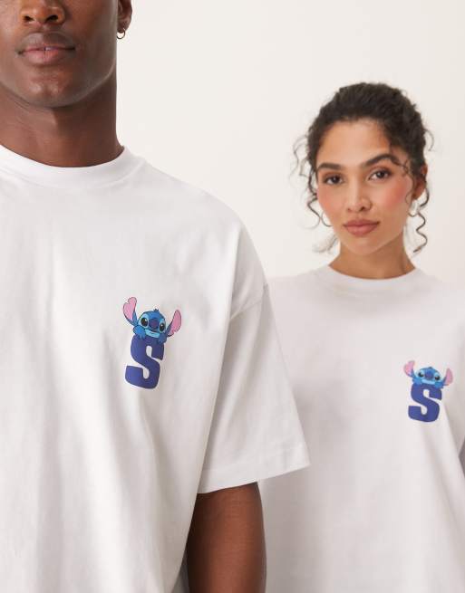 ASOS DESIGN – Disney – Kastiges Oversize-T-Shirt in Weiß mit „Stitch“-Prints und Unisex-Schnitt, 3 von 4
