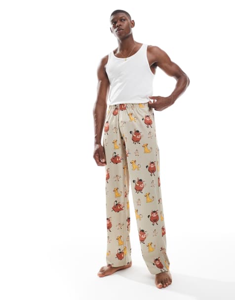 ASOS DESIGN Disney Lion king lounge bottom in stone - view 1