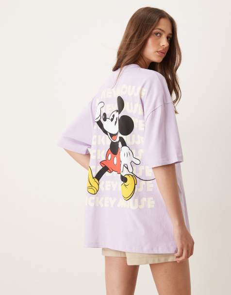 ASOS DESIGN – Disney – Ljuslila t-shirt i oversize med Musse Pigg-tryck - view 1