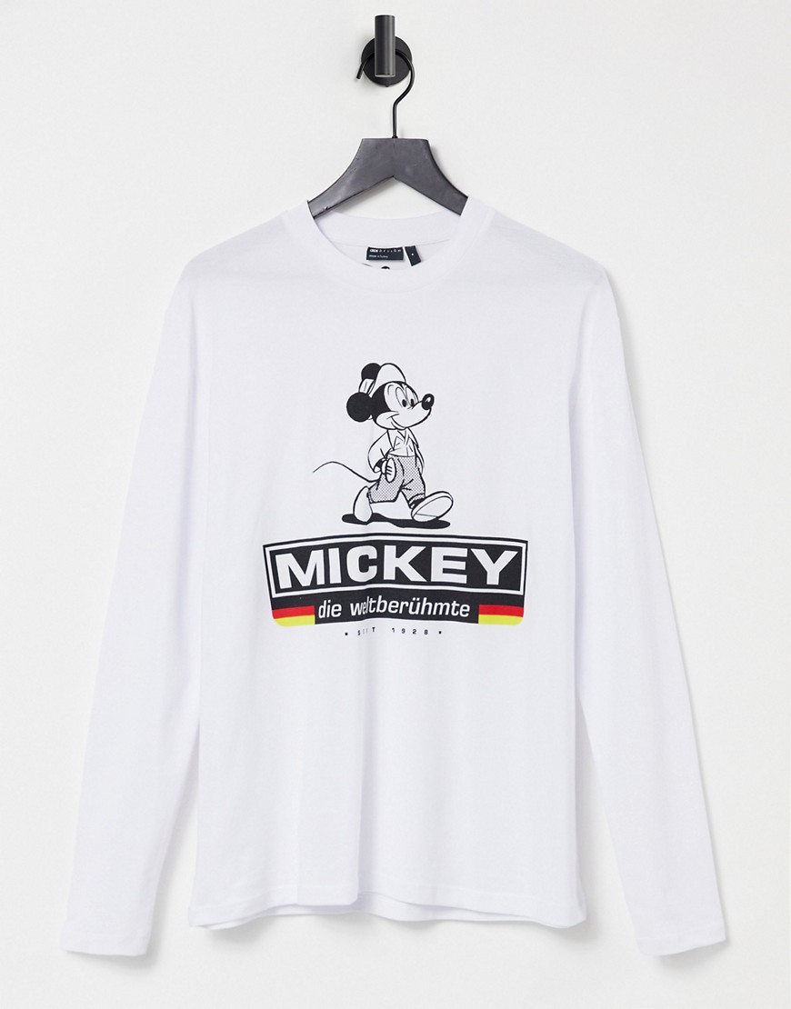 ASOS DESIGN DISNEY long sleeve t-Shirt with Mickey Germany print in white