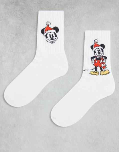 ASOS DESIGN - Disney - Lot de 2 paires de chaussettes de Noël à motif Mickey Mouse - Blanc - view 1