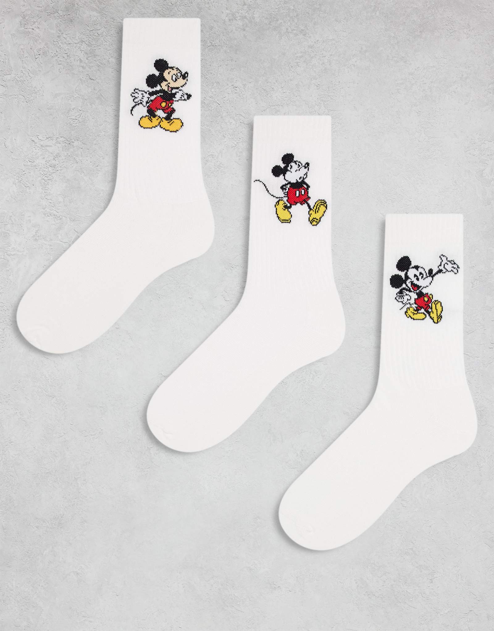 Носки ASOS DESIGN Disney с Микки Маусом, 3 упаковки, белые