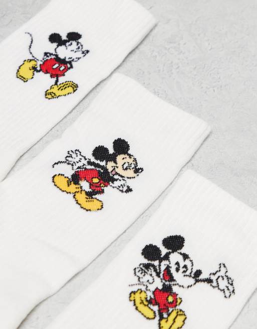 ASOS DESIGN Disney Mickey Mouse 3 pack socks in white