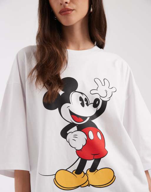 ASOS DESIGN Disney Mickey Mouse print oversized t-shirt in white, 3 of 4
