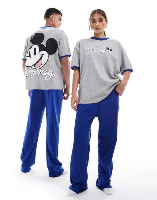 ASOS DESIGN Disney Mickey Mouse printed nightwear set in grey