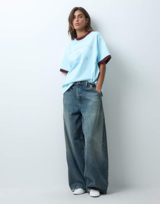 ASOS DESIGN Disney Mickey sports club oversized ringer t-shirt in blue, 4 of 5