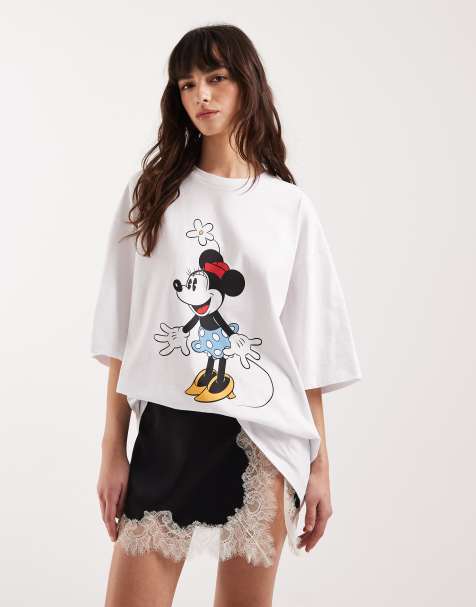 ASOS DESIGN Disney Minnie Mouse T-shirt oversized in white - view 1