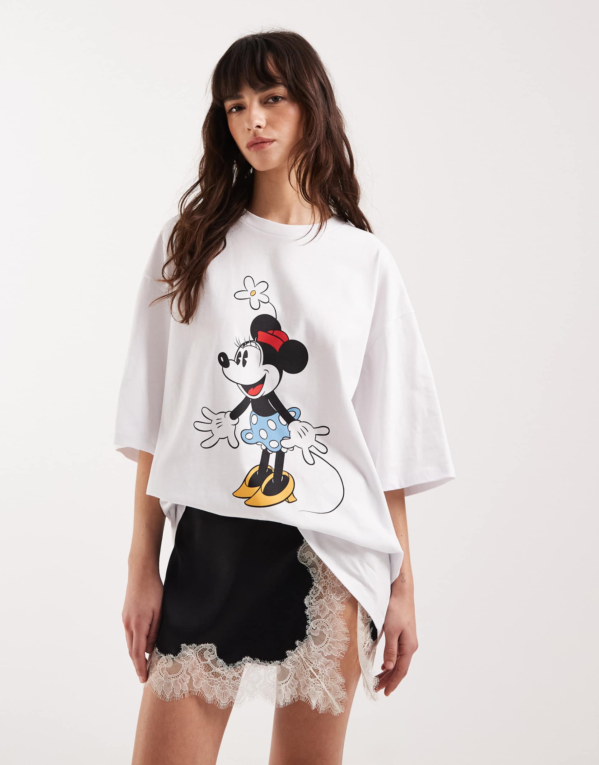 asos design disney minnie mouse t-shirt oversized in white