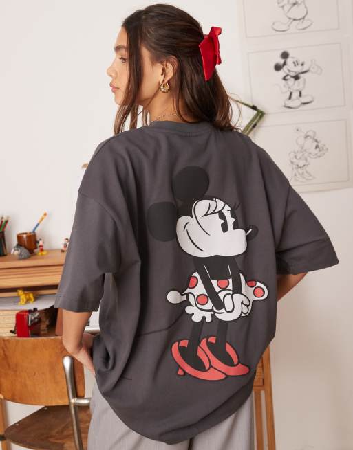 ASOS DESIGN – Disney – Mörkgrå, kraftig, oversize t-shirt i unisex-modell med Mimmi Pigg-tryck, 3 av 4