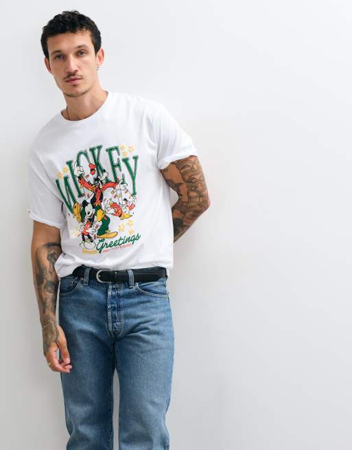 ASOS DESIGN Disney Natale t-shirt relaxed con Mickey and Friends bianca, 4 di 5
