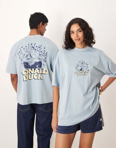 ASOS DESIGN Disney – Niebieski T-shirt oversize z nadrukiem Kaczora Donalda - view 1