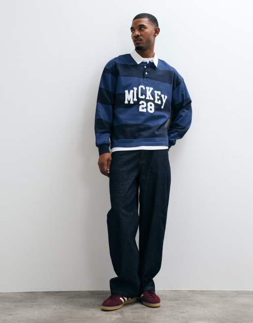 ASOS DESIGN Disney Oversize-Rugby-Poloshirt mit Mickey-28-Print in Marineblau, 2 von 5