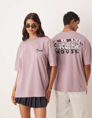 ASOS DESIGN - Disney - Oversize-T-Shirt in Rosa mit „Mickey Mouse"-Aufdruck