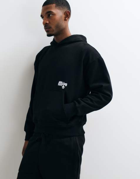 ASOS DESIGN Disney oversized boxy hoodie met Mickey-print in zwart - view 1