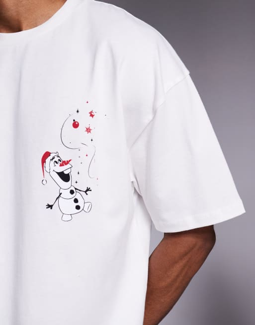 ASOS DESIGN - Disney - Oversized råhvid T-shirt med Frozen-juleprint, 4 af 4