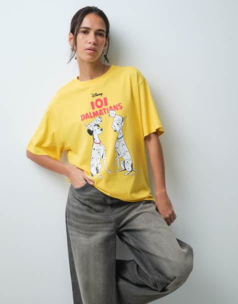 ASOS DESIGN Disney oversized T-shirt met 101 Dalmatiër-print in geel - view 1