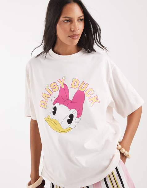 ASOS DESIGN - Disney - Oversized T-shirt met 'Daisy Duck'opdruk in roze - view 1
