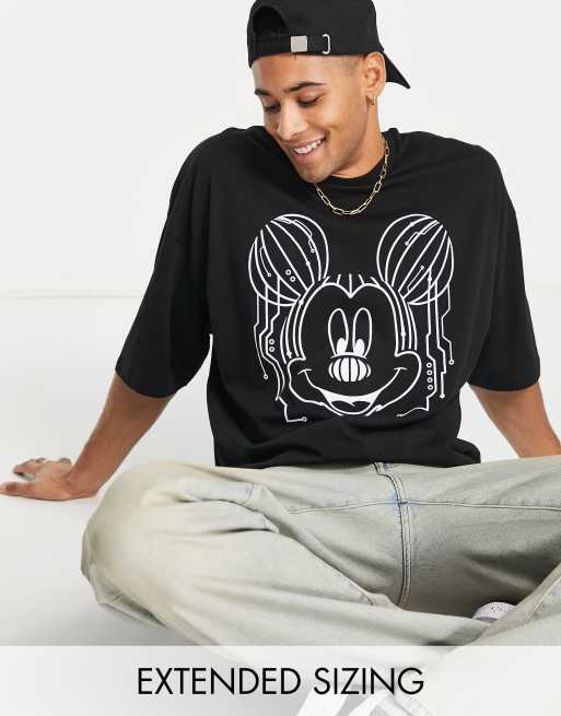 ASOS DESIGN - Disney - Oversized T-shirt met Mickey Mouse-print in zwart