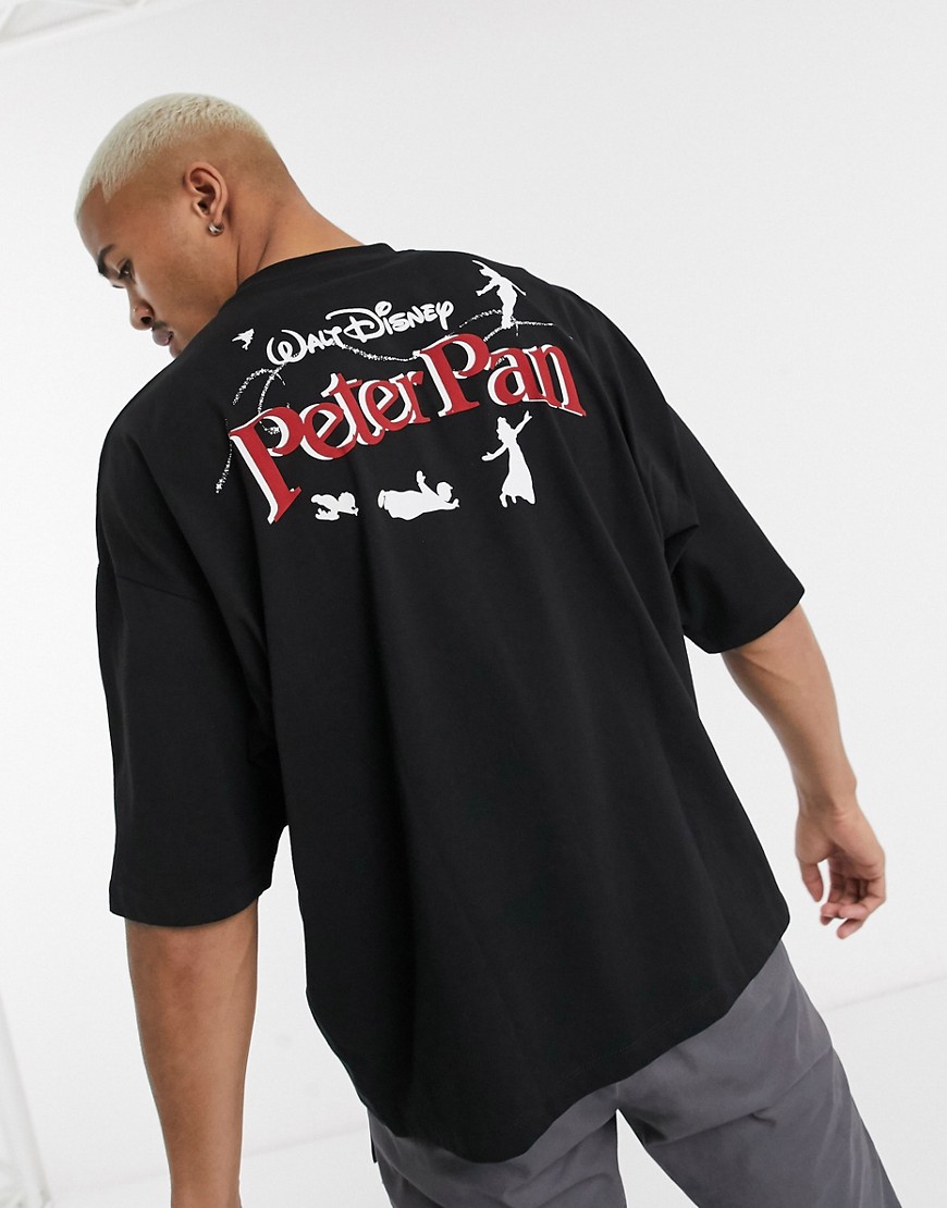 ASOS DESIGN Disney - Oversized T-shirt met Peter Pan-print op de rug-Zwart