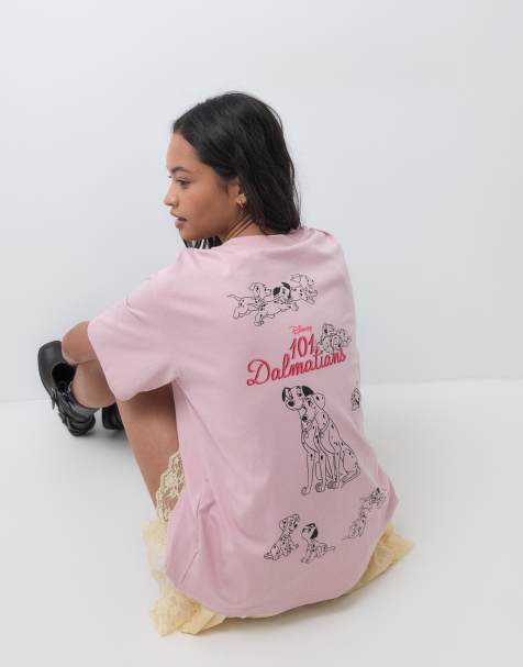 ASOS DESIGN Disney oversized t-shirt with 101 Dalmatian in pink - view 1